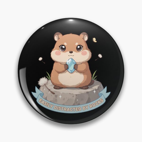 Item preview, Easily Distracted By Rocks Kawaii Cute Animal Holding Blue Crystal Gem Rock Collector Pastel Cottagecore Design designed and sold by DarylWelsh2024.