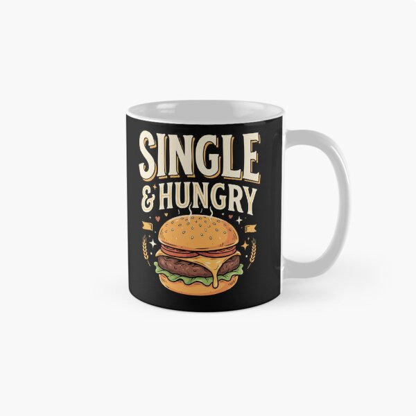 Artikelvorschau, Single & Food For Life „Single & Hungrig“ Dating-Humor-Geschenk für Singles entworfen und verkauft von AmeliaShirts.