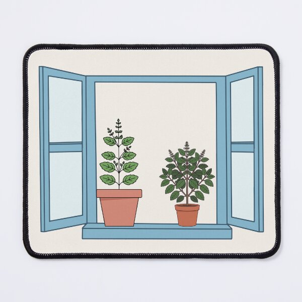 Item preview, Blue Window Garden with Potted Herbs designed and sold by NourtyMK.