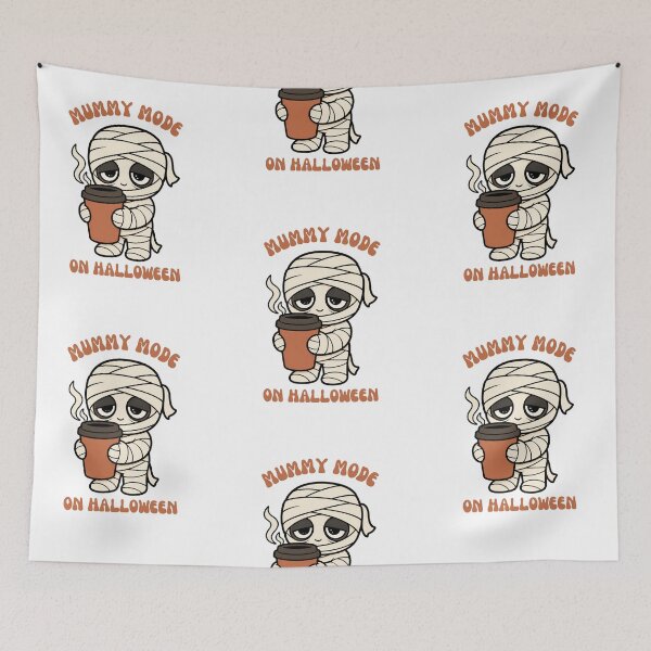 Item preview, Tired Mummy Mode Cute Coffee Mummy Halloween Sticker Art designed and sold by wildsilencee.