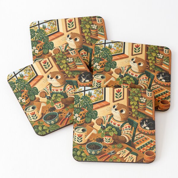 Item preview, Wall Art - Postcard - T-shirt: Cozy Otter Plant Lover designed and sold by ForeverPrintsOK.