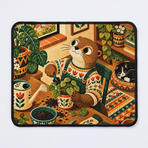 Item preview, Wall Art - Postcard - T-shirt: Cozy Otter Plant Lover designed and sold by ForeverPrintsOK.
