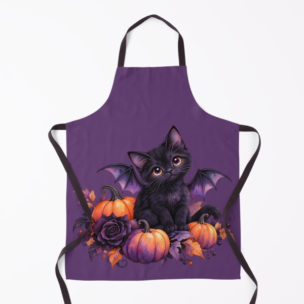 Item preview, Cute Black Bat Cat with Pumpkins – Gothic Halloween Watercolor designed and sold by blankTeeShirt.