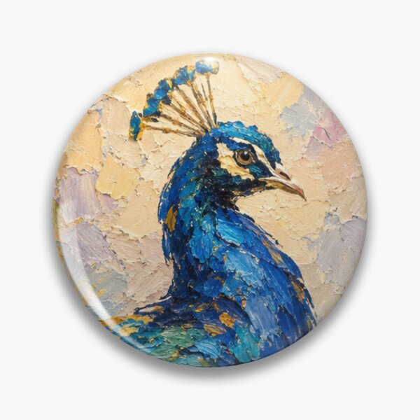 Item preview, Golden Peacock Impasto Painting | Vibrant Textured Bird Art designed and sold by Paper&Palette.