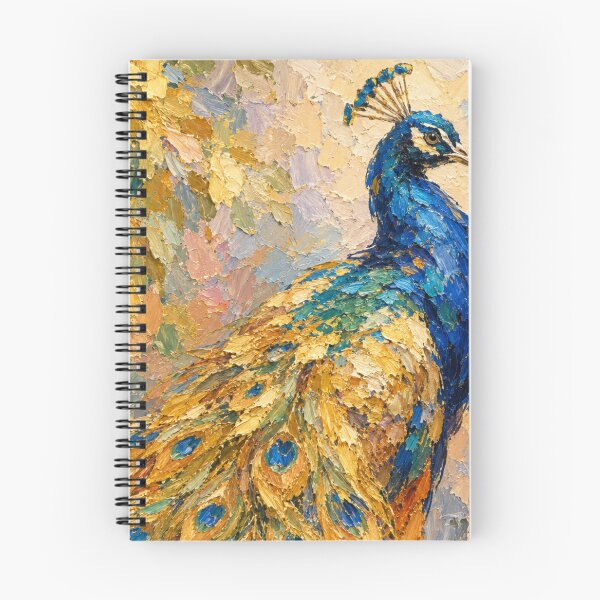Item preview, Golden Peacock Impasto Painting | Vibrant Textured Bird Art designed and sold by Paper&Palette.