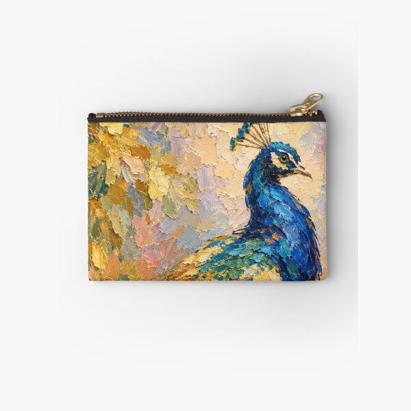Item preview, Golden Peacock Impasto Painting | Vibrant Textured Bird Art designed and sold by Paper&Palette.