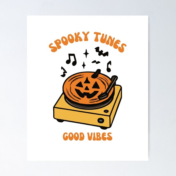 Item preview, Spooky Tunes Good Vibes Retro Vinyl Halloween Sticker Art designed and sold by wildsilencee.