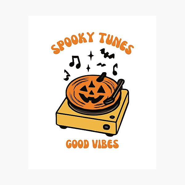 Item preview, Spooky Tunes Good Vibes Retro Vinyl Halloween Sticker Art designed and sold by wildsilencee.