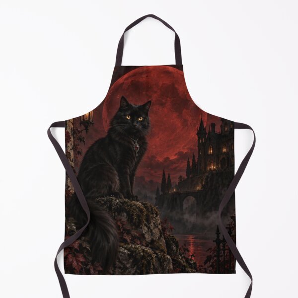 Item preview, Gothic Black Cat Blood Moon Climbing Red Roses Art designed and sold by GrinGalore.