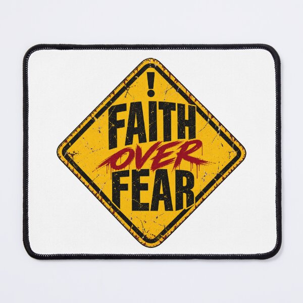 Item preview, Faith Over Fear – Vintage Yellow Road Sign Christian Design designed and sold by Ever-and-Amen.