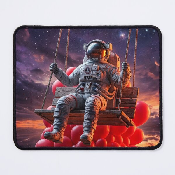 Item preview, Rocket Powered Space Swing: Surreal Astronaut & Red Balloons designed and sold by Rain-Road.