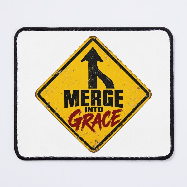 Item preview, Merge Into Grace – Vintage Yellow Merge Sign Christian Design designed and sold by Ever-and-Amen.