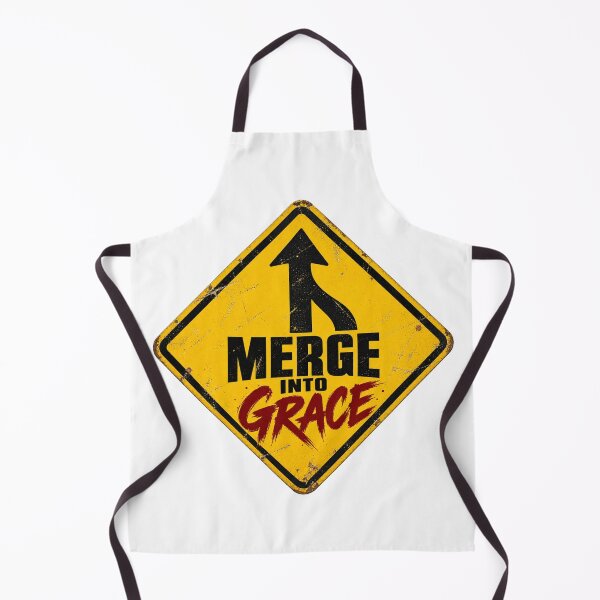 Item preview, Merge Into Grace – Vintage Yellow Merge Sign Christian Design designed and sold by Ever-and-Amen.