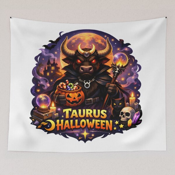 Item preview, Taurus Halloween Wizard Bull Castle designed and sold by Zodiac Celestial Art.