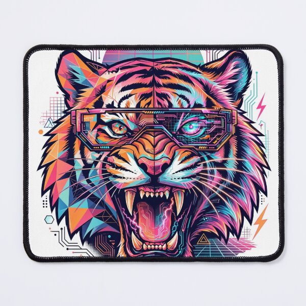 Item preview, Retro Sunset Tiger With Glasses - Colorful Pop Art designed and sold by zwnexura.