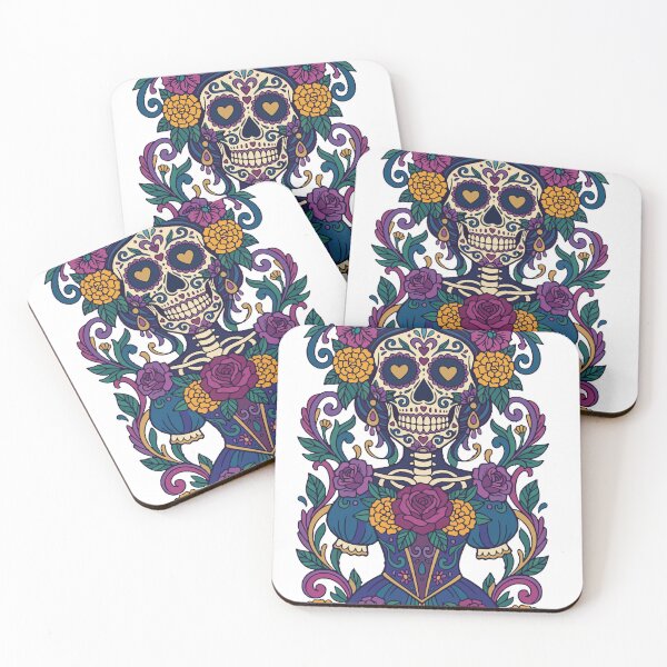 Item preview, Sugar Skull — Day of the Dead Ornamental Art | Purple Gold Flat Illustration designed and sold by  Ojo de Lilith.