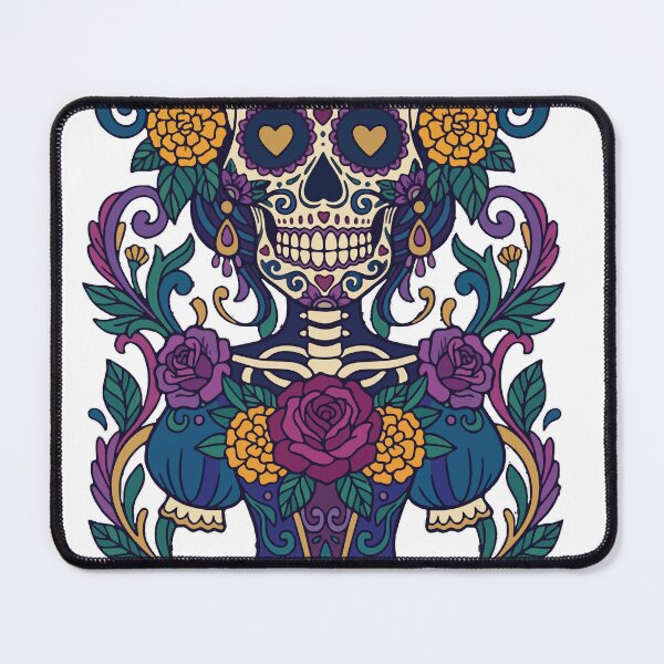 Item preview, Sugar Skull — Day of the Dead Ornamental Art | Purple Gold Flat Illustration designed and sold by Ojo de Lilith.