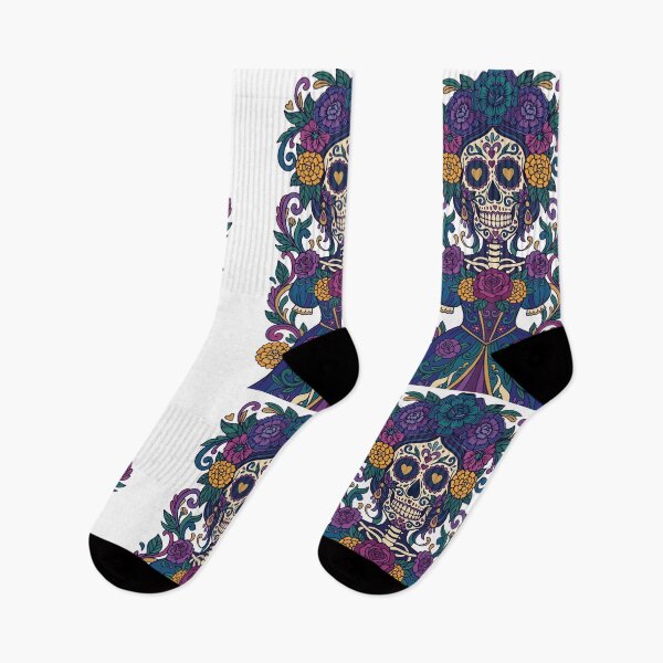Item preview, Sugar Skull — Day of the Dead Ornamental Art | Purple Gold Flat Illustration designed and sold by  Ojo de Lilith.