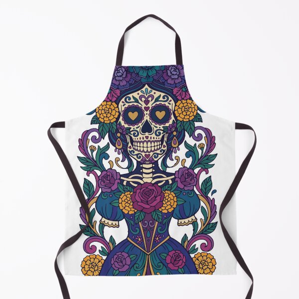 Item preview, Sugar Skull — Day of the Dead Ornamental Art | Purple Gold Flat Illustration designed and sold by Ojo de Lilith.