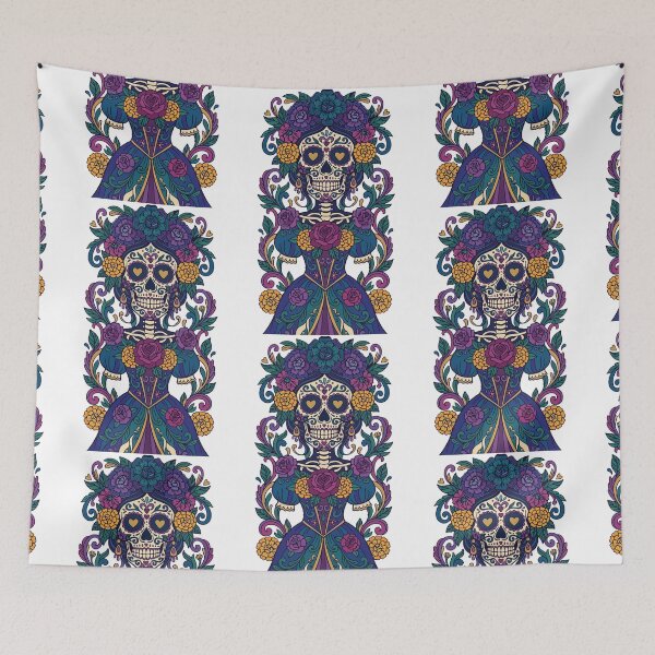 Item preview, Sugar Skull — Day of the Dead Ornamental Art | Purple Gold Flat Illustration designed and sold by  Ojo de Lilith.