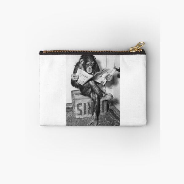 Item preview, Chimpanzee Reading Newspaper designed and sold by charlesDeArt.