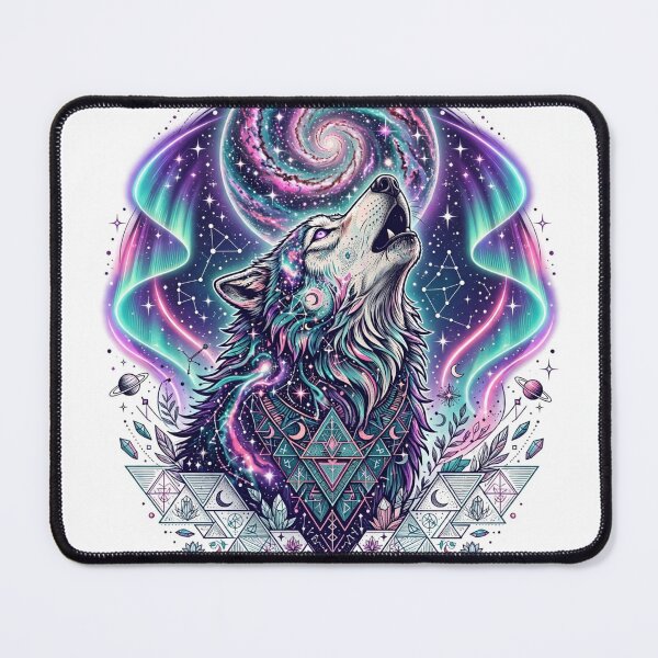Item preview, Cosmic Howling Wolf - Galaxy Nebula Spiritual Art designed and sold by zwnexura.