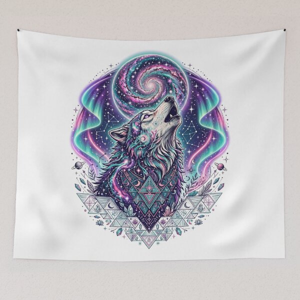 Item preview, Cosmic Howling Wolf - Galaxy Nebula Spiritual Art designed and sold by zwnexura.