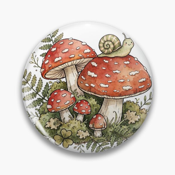 Item preview, Cottagecore Mushroom Watercolor Snail designed and sold by Wild Shades.