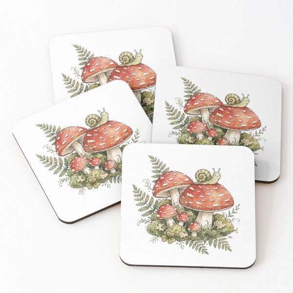 Item preview, Cottagecore Mushroom Watercolor Snail designed and sold by Wild Shades.