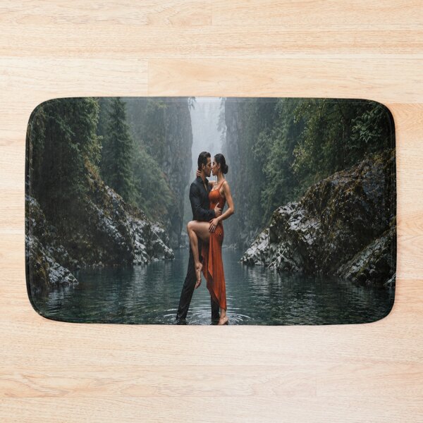 Item preview, Romantic Couple in Mountain River | Wilderness Love Art designed and sold by AfresStudio.