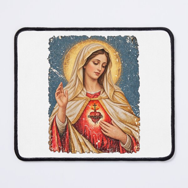 Item preview, Immaculate Heart Of Mary Vintage Distressed Oil Painting Graphic designed and sold by CozyCubs-Art.
