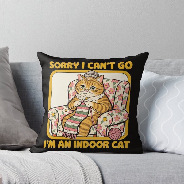 Item preview, Sorry I Can't Go I'm An Indoor Cat Funny Grandma Knitting Retro designed and sold by CozyCubs-Art.