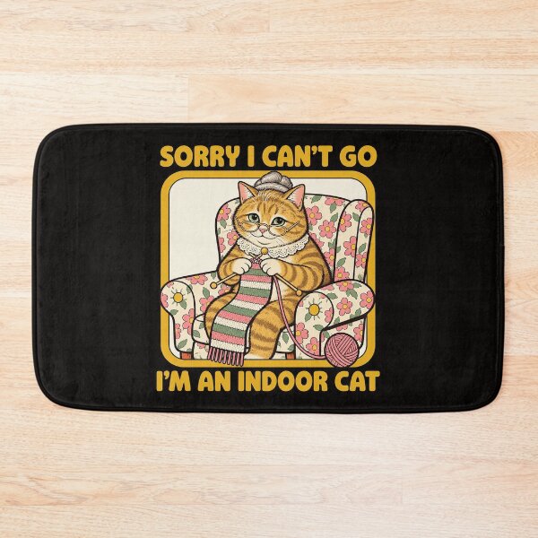 Item preview, Sorry I Can't Go I'm An Indoor Cat Funny Grandma Knitting Retro designed and sold by CozyCubs-Art.