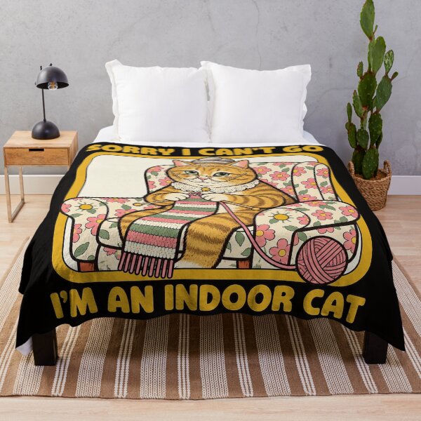 Item preview, Sorry I Can't Go I'm An Indoor Cat Funny Grandma Knitting Retro designed and sold by CozyCubs-Art.