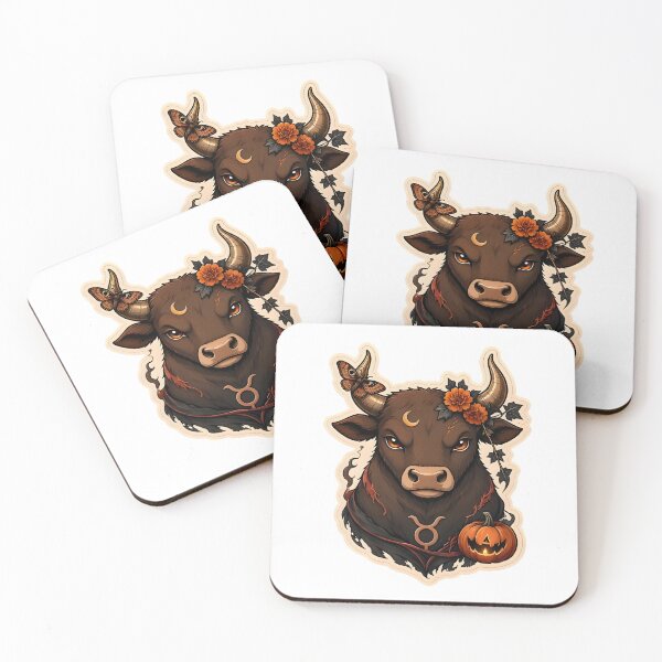 Item preview, Taurus Autumn Bull Portrait Halloween designed and sold by Zodiac Celestial Art.