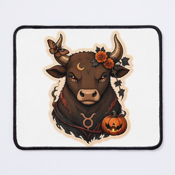 Item preview, Taurus Autumn Bull Portrait Halloween designed and sold by Zodiac Celestial Art.