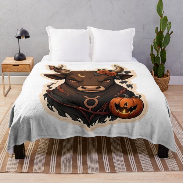 Item preview, Taurus Autumn Bull Portrait Halloween designed and sold by Zodiac Celestial Art.