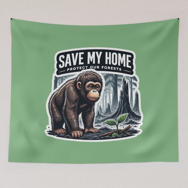 Item preview, Save My Home Protect Our Forests Chimpanzee Forest Conservation Sticker designed and sold by carestazafeli.