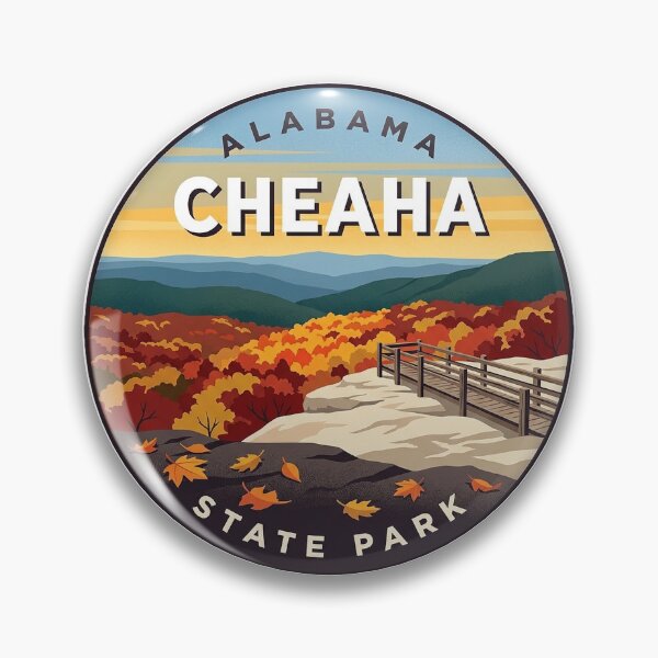 Item preview, Cheaha State Park Alabama Autumn Bald Rock Overlook Badge Sticker designed and sold by DetourDgn.