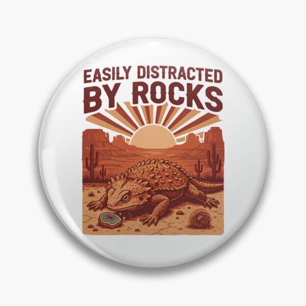 Item preview, Easily Distracted By Rocks Desert Horned Lizard Geode Slice Southwest Sunset Cactus Vintage Retro Design designed and sold by DarylWelsh2024.