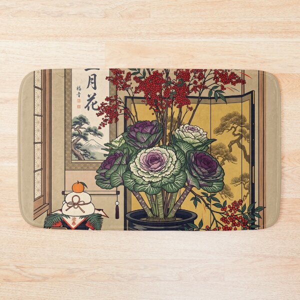Item preview, Ukiyo-e Auspicious Nandina Ikebana Art designed and sold by conohitoAI-ArtGallery.