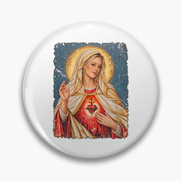 Item preview, Sophia Leone Sacred Heart Of Mary Vintage Oil Painting designed and sold by CozyCubs-Art.