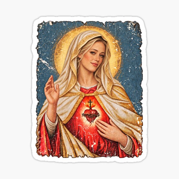 Item preview, Sophia Leone Sacred Heart Of Mary Vintage Oil Painting designed and sold by CozyCubs-Art.