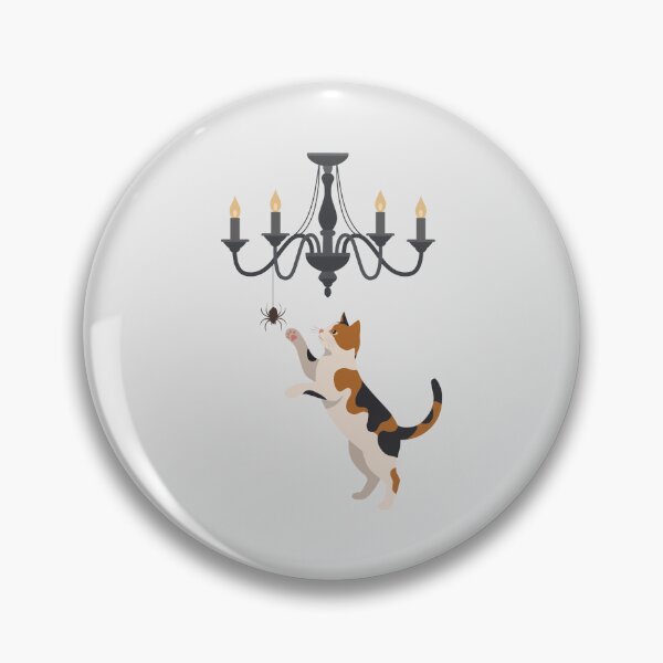 Item preview, Curious Calico Cat Reaching for Spider on Chandelier designed and sold by fadiyahmp.