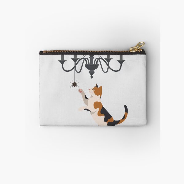 Item preview, Curious Calico Cat Reaching for Spider on Chandelier designed and sold by fadiyahmp.