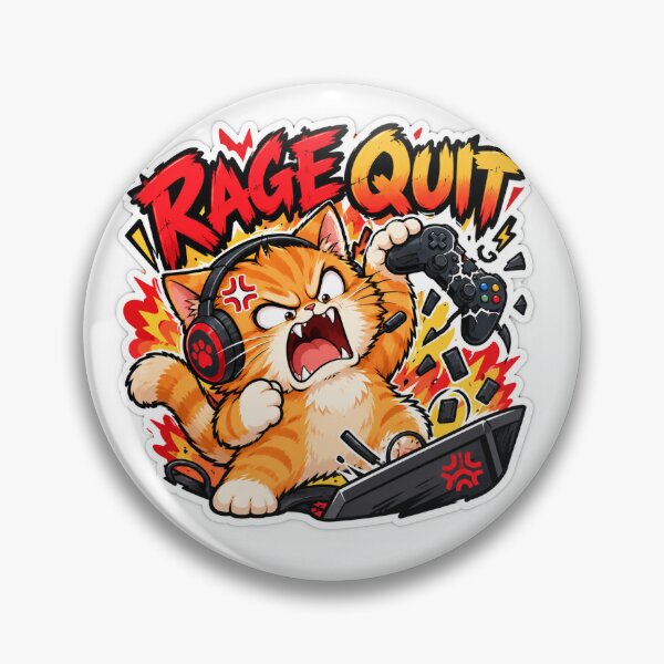 Item preview, Rage Quit Angry Gaming Cat Funny Gamer Humor Sticker designed and sold by SlapHappyArt.