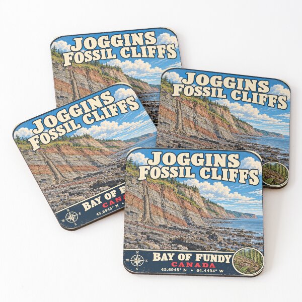 Item preview, Joggins Fossil Cliffs – Bay of Fundy Retro Travel Sticker designed and sold by naturalsurvival.