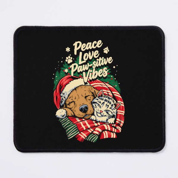 Item preview, Peace Love Pawsitive Vibes Christmas – Cute Dog & Cat Holiday Design designed and sold by phsycartwork.