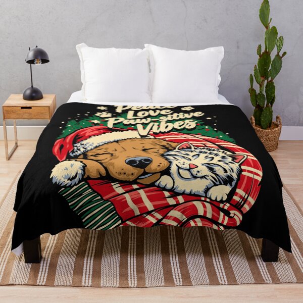 Item preview, Peace Love Pawsitive Vibes Christmas – Cute Dog & Cat Holiday Design designed and sold by phsycartwork.