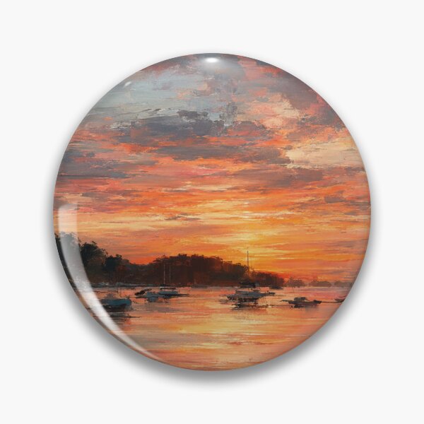 Item preview, Impressionist Vibrant Sunest with Sailboats designed and sold by Paper&Palette.